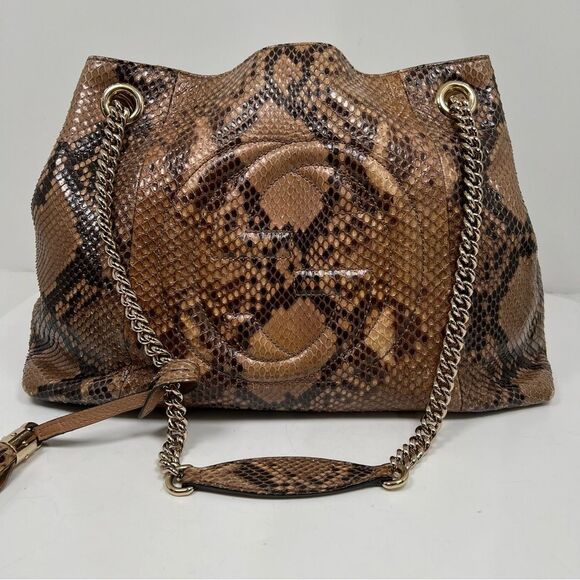 Gucci Soho Chain Strap Shoulder Bag Python Medium - Picture 3 of 13
